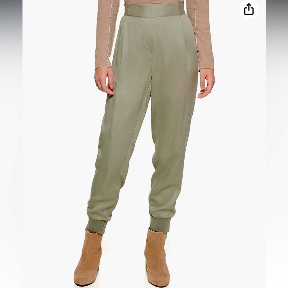DKNY Women's Ribbed Ankle Cuff Easy Pull-on Pants, Size M